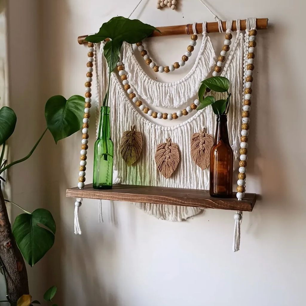 خرید اینترنتی شلف مکرومه بافی مدل مهره ای