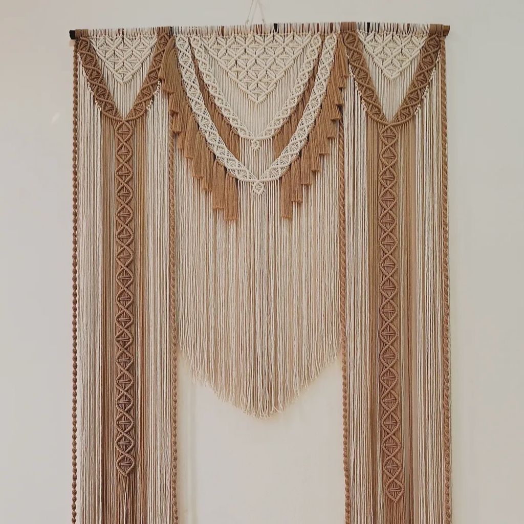 خرید اینترنتی پرده زیبا مکرومه بافی مدل برگ