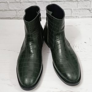 مشخصات نیم بوت مردانه مجلسی چرم طبیعی آلپاین کروکودیلی یشمی