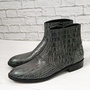 مشخصات نیم بوت مردانه مجلسی چرم طبیعی دستدوز آلپاین کروکودیلی طوسی