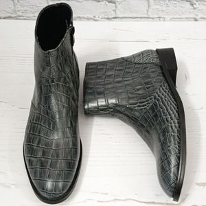 قیمت نیم بوت مردانه مجلسی چرم طبیعی دستدوز آلپاین کروکودیلی طوسی