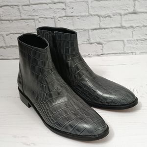 قیمت ارزان نیم بوت مردانه مجلسی چرم طبیعی دستدوز آلپاین کروکودیلی طوسی