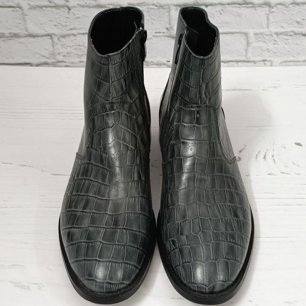 نیم بوت مردانه مجلسی چرم طبیعی دستدوز آلپاین کروکودیلی طوسی