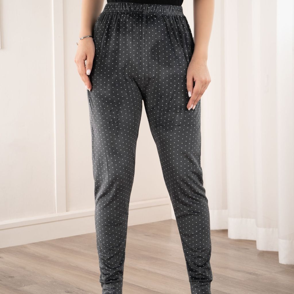 خرید اینترنتی شلوار مخمل خالدار لوتوس