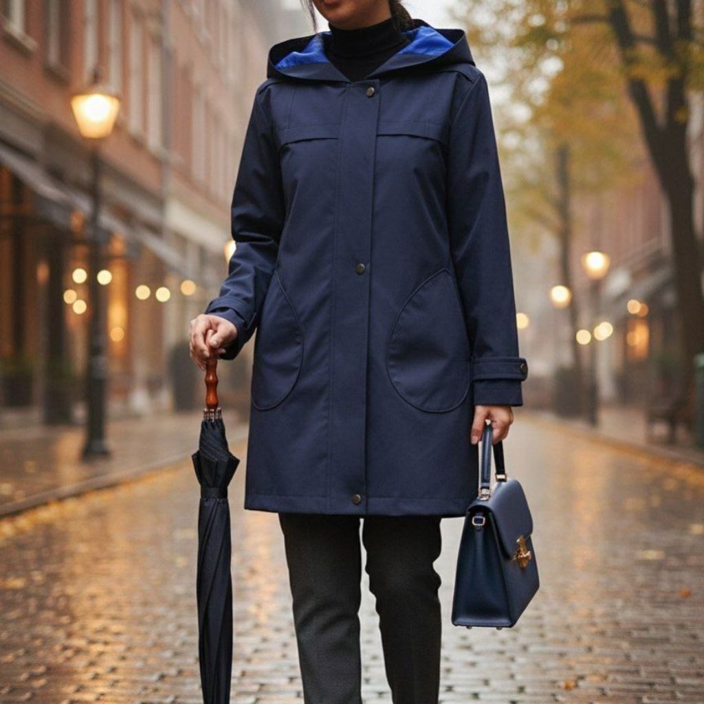 خرید انلاین بارونی آستردار مدل رنا سرمه ای