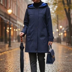 خرید انلاین بارونی آستردار مدل رنا سرمه ای