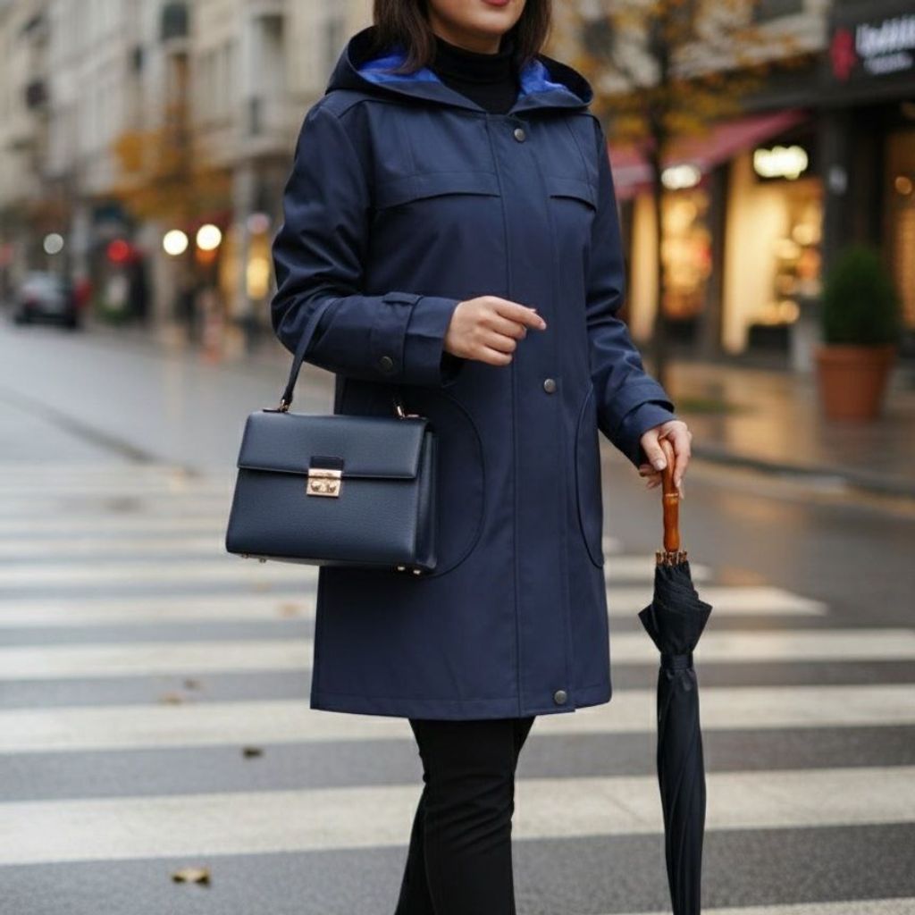 قیمت بارونی آستردار مدل رنا سرمه ای