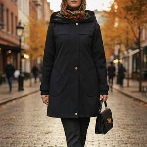 خرید آنلاین بارونی آستردار رنا مشکی