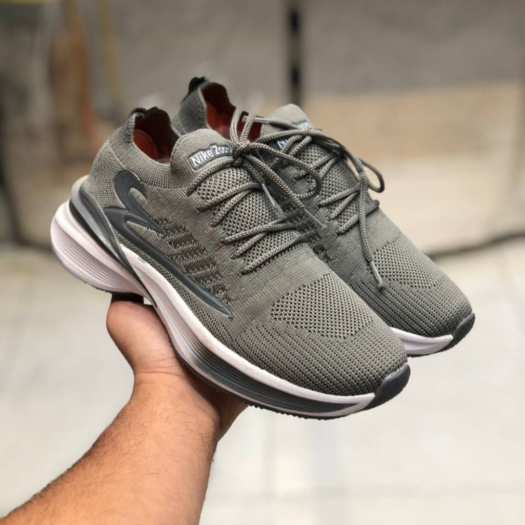 خرید اینترنتی کفش کشی جورابی زنانه مدل رانر رنگ طوسی