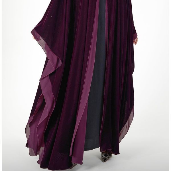 مانتو عبایی بلند مخمل مجلسی