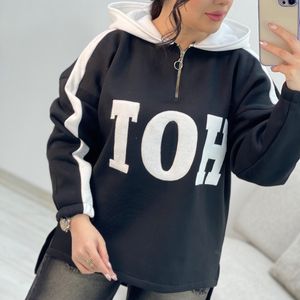 هودی کلاه دار طرح نیم زیپ HOT