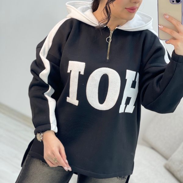 هودی کلاه دار طرح نیم زیپ HOT