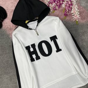 فروش اینترنتی هودی کلاه دار طرح نیم زیپ HOT