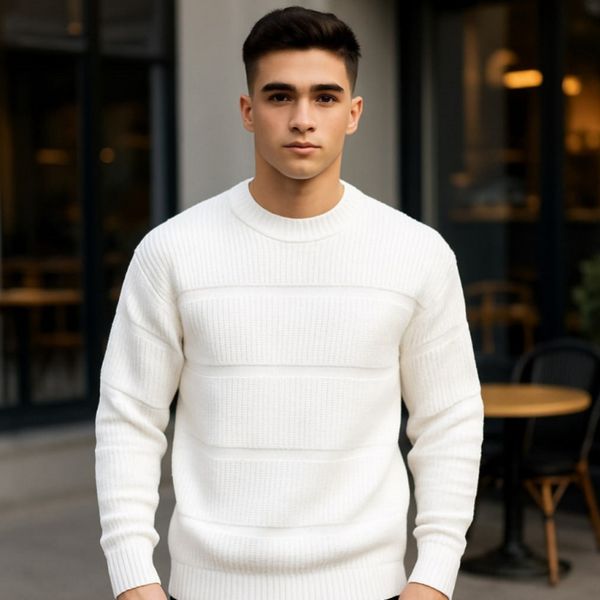 پلیور بافت مردانه یقه گرد مدل Arman (در 2 رنگ بندی)