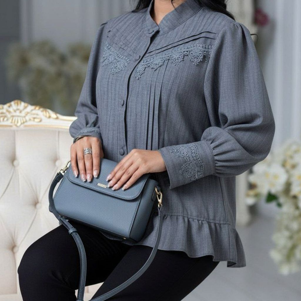 خرید آنلاین شومیز مجلسی مدل نیاز رنگ طوسی