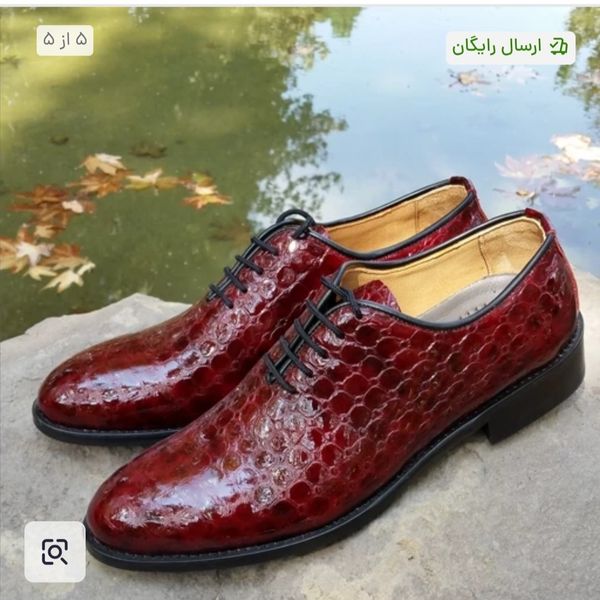 کفش مردانه مجلسی چرم طبیعی مدل جردن زرشکی ترک