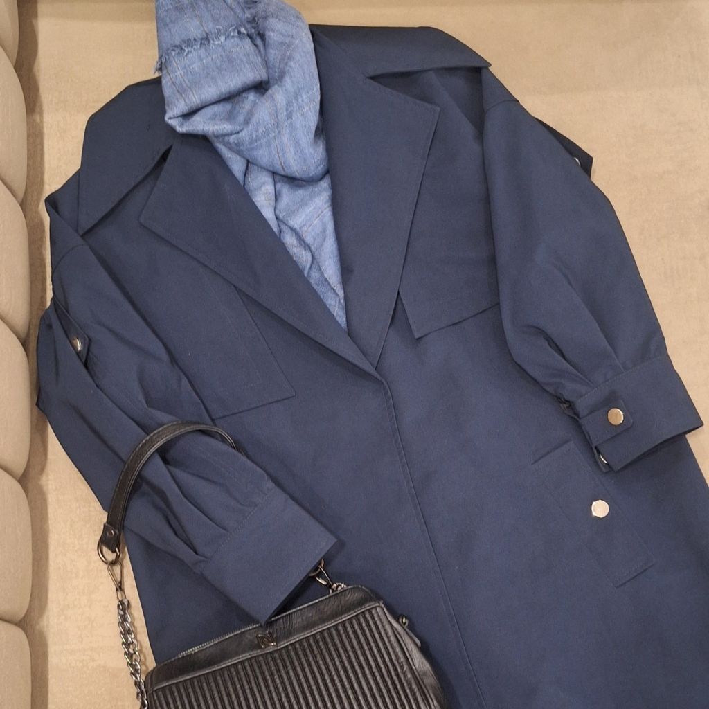 خرید آنلاین بارونی آستردار سلن رنگ سرمه ای