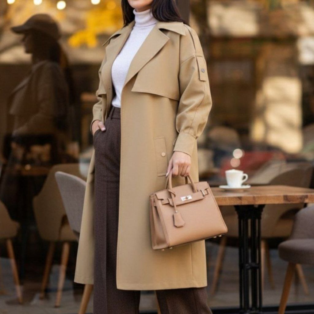 خرید انلاین بارونی آستردار سلن رنگ کرم