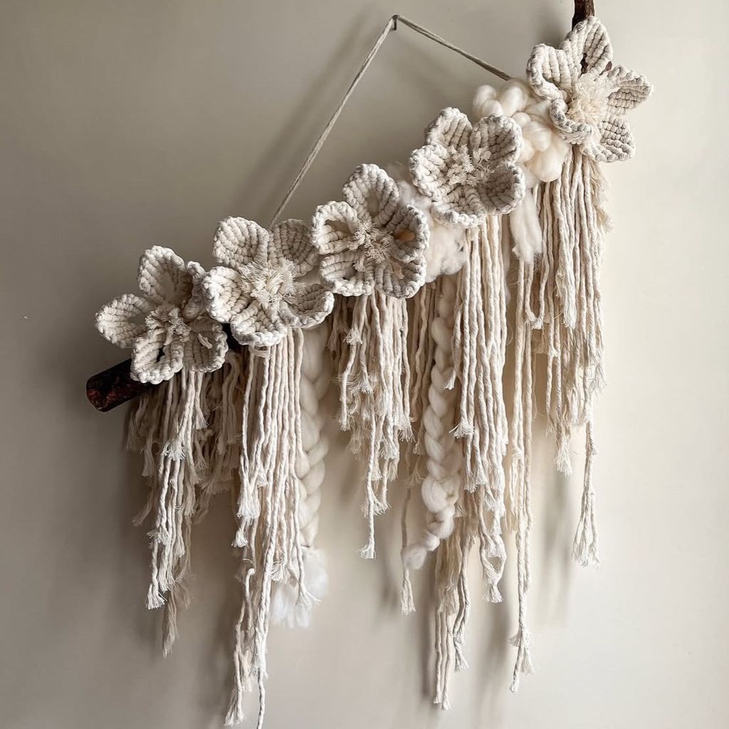 خرید آنلاین دیوار کوب گل ارکیده مکرومه بافی