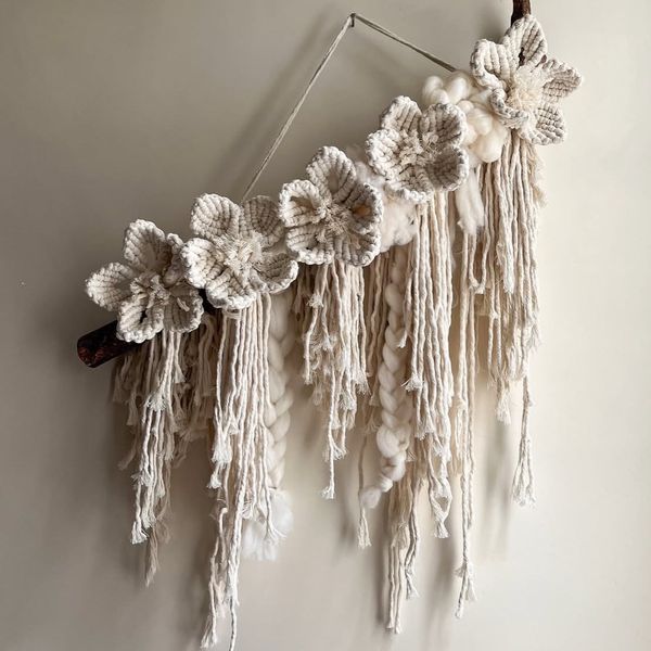 دیوار کوب گل ارکیده مکرومه بافی