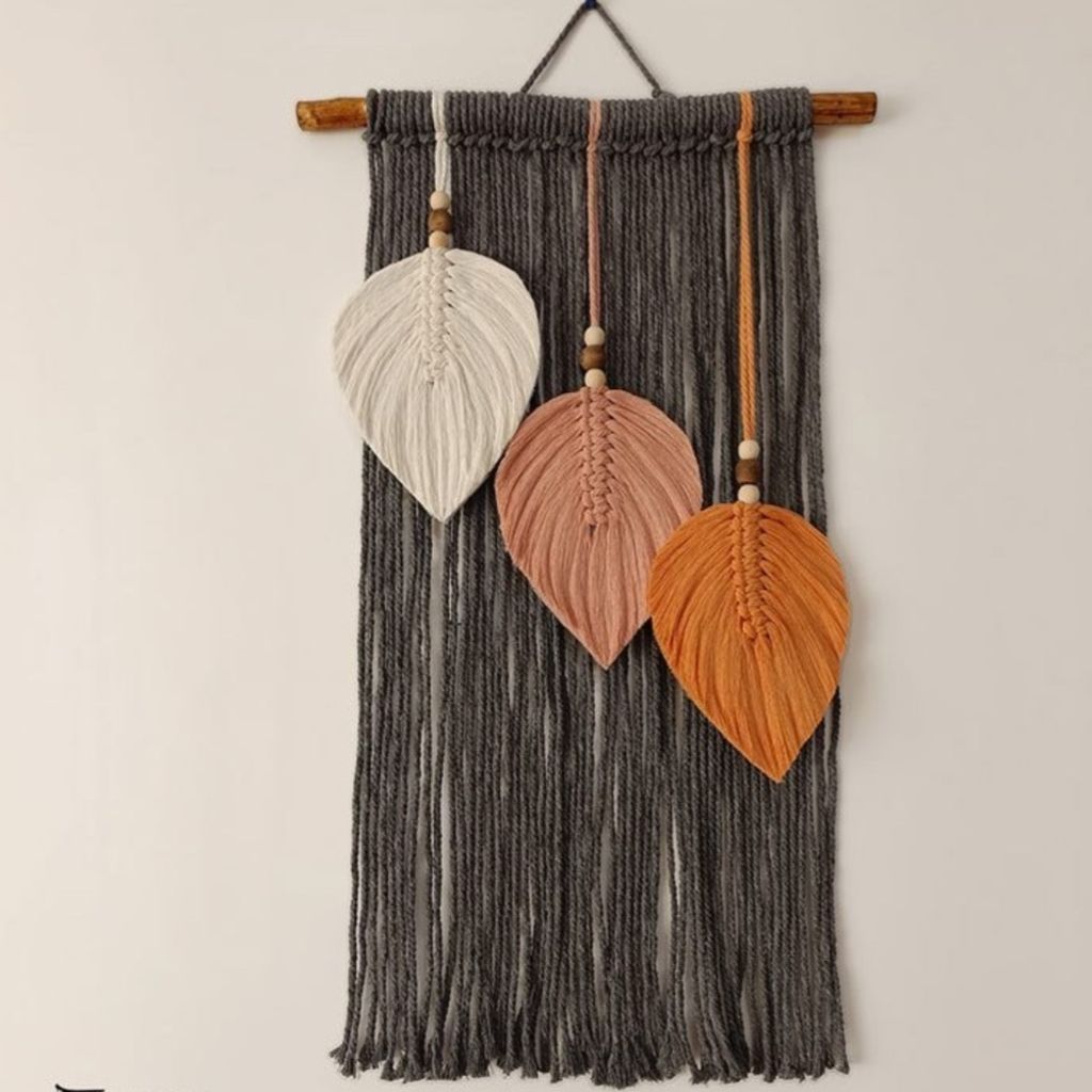 قیمت دیوارکوب برگ آویز  مکرومه بافی دکوری