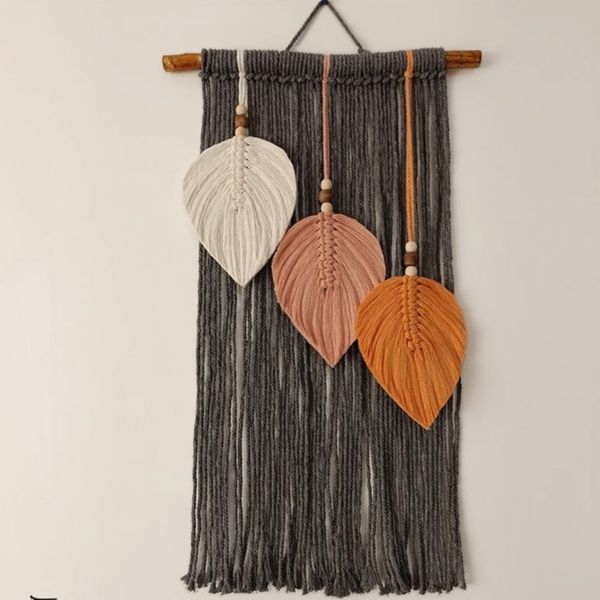 دیوارکوب برگ آویز  مکرومه بافی دکوری