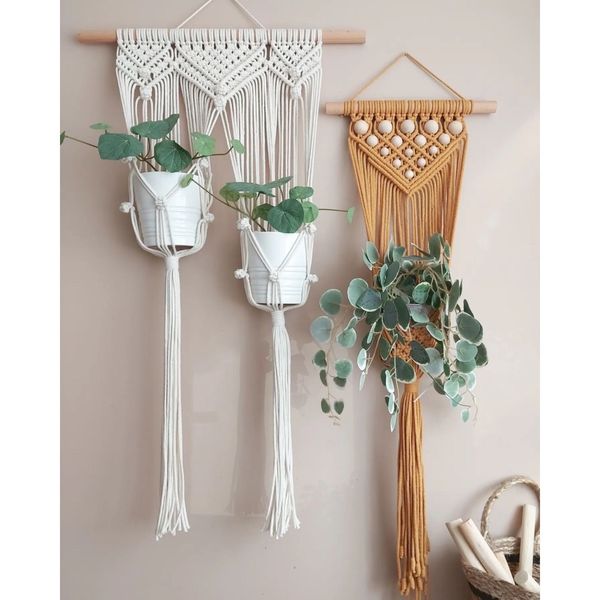 ست دو عددی اویز گلدان مدرن مکرومه مناسب هدیه