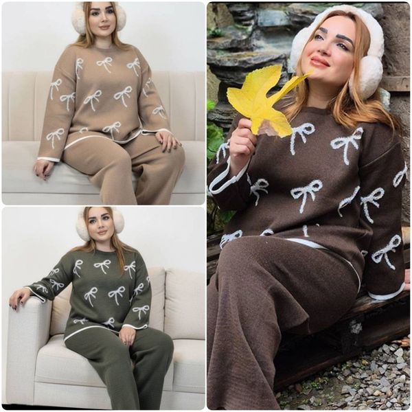 ست بافت زنانه طرح پاپیونی