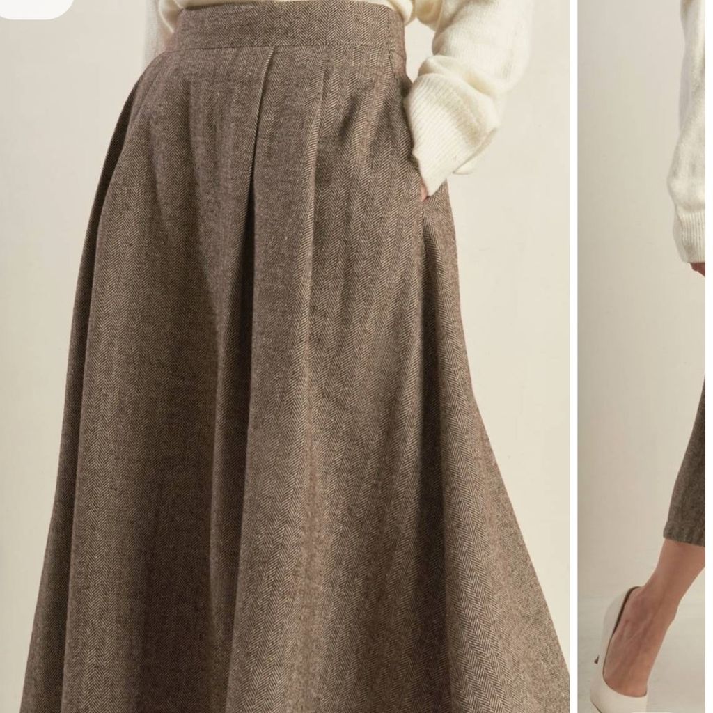 فروش اینترنتی دامن پشمی جناغی پیلی دار