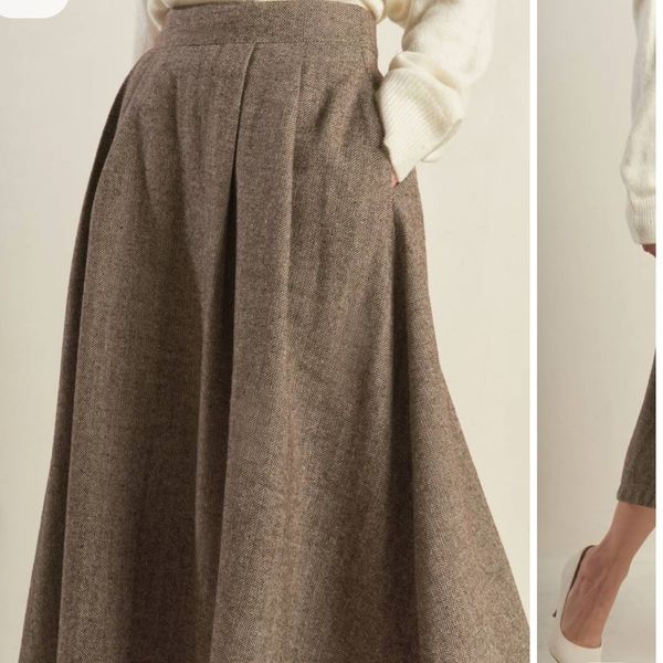 دامن پشمی جناغی پیلی دار