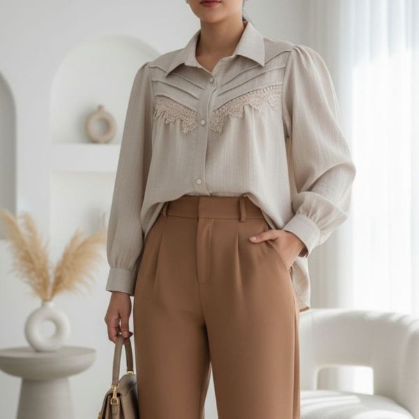 شومیز مزونی مدل رها کرم