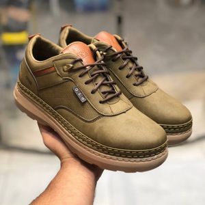 قیمت کفش چرم اسپرت مردانه مدل فراز رنگ زیتونی