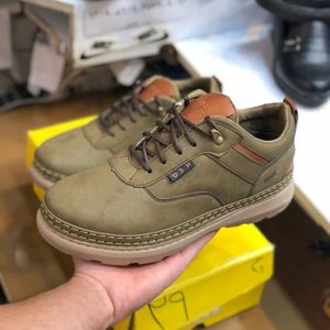 خرید اینترنتی کفش چرم اسپرت مردانه مدل فراز رنگ زیتونی