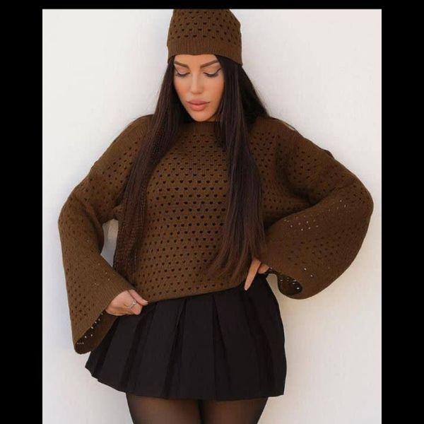 ست کراپ و کلاه بافت