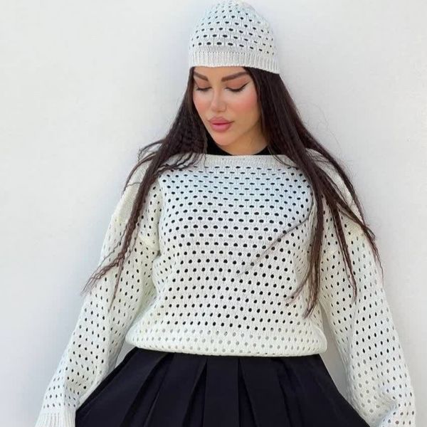 ست کراپ و کلاه بافت