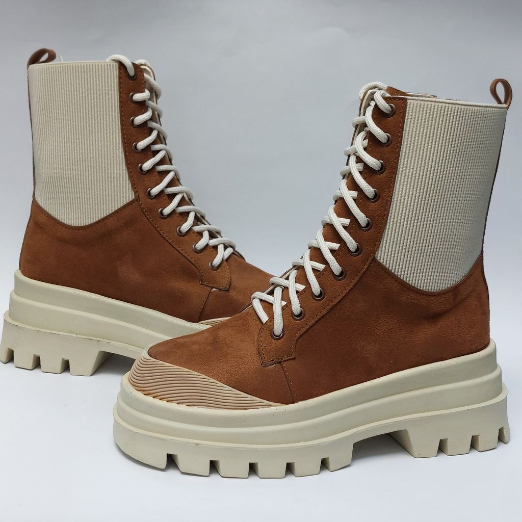 خرید انلاین بوت پرطرفدار بندی زیپ دار بغل کش عسلی با کیفیت