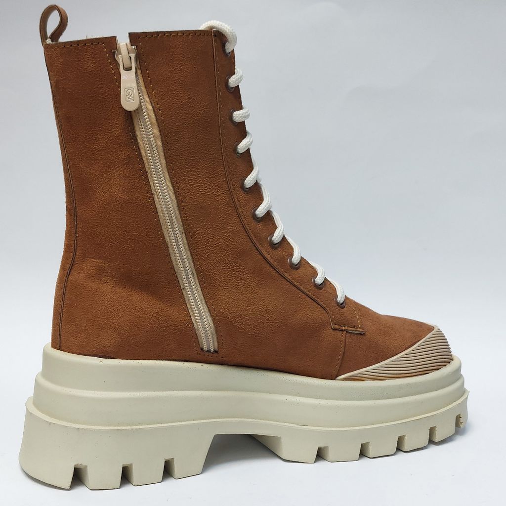 خرید آنلاین بوت پرطرفدار بندی زیپ دار بغل کش عسلی با کیفیت