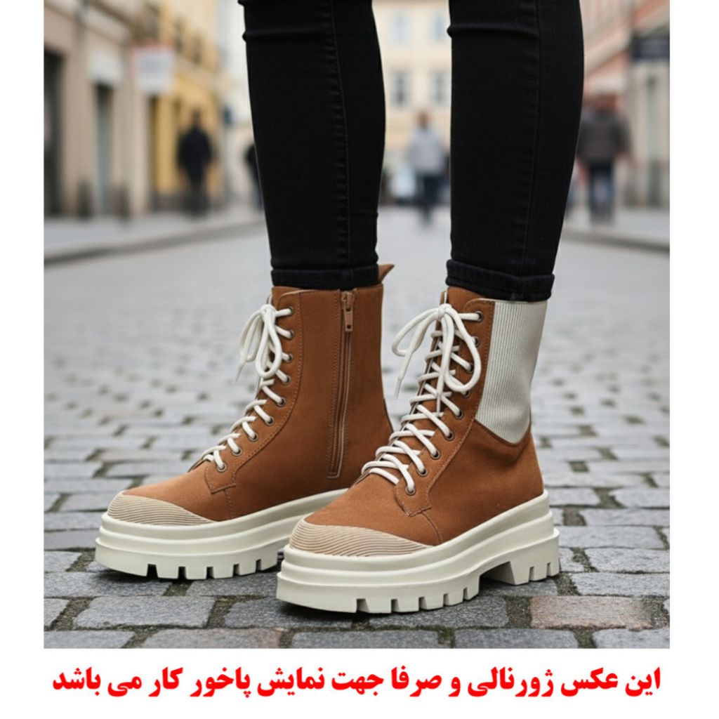 خرید انلاین بوت پرطرفدار بندی زیپ دار بغل کش عسلی با کیفیت