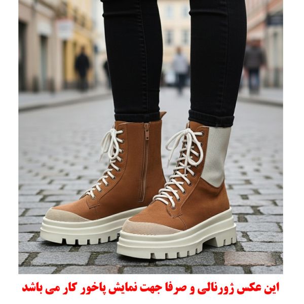 بوت پرطرفدار بندی زیپ دار بغل کش عسلی با کیفیت
