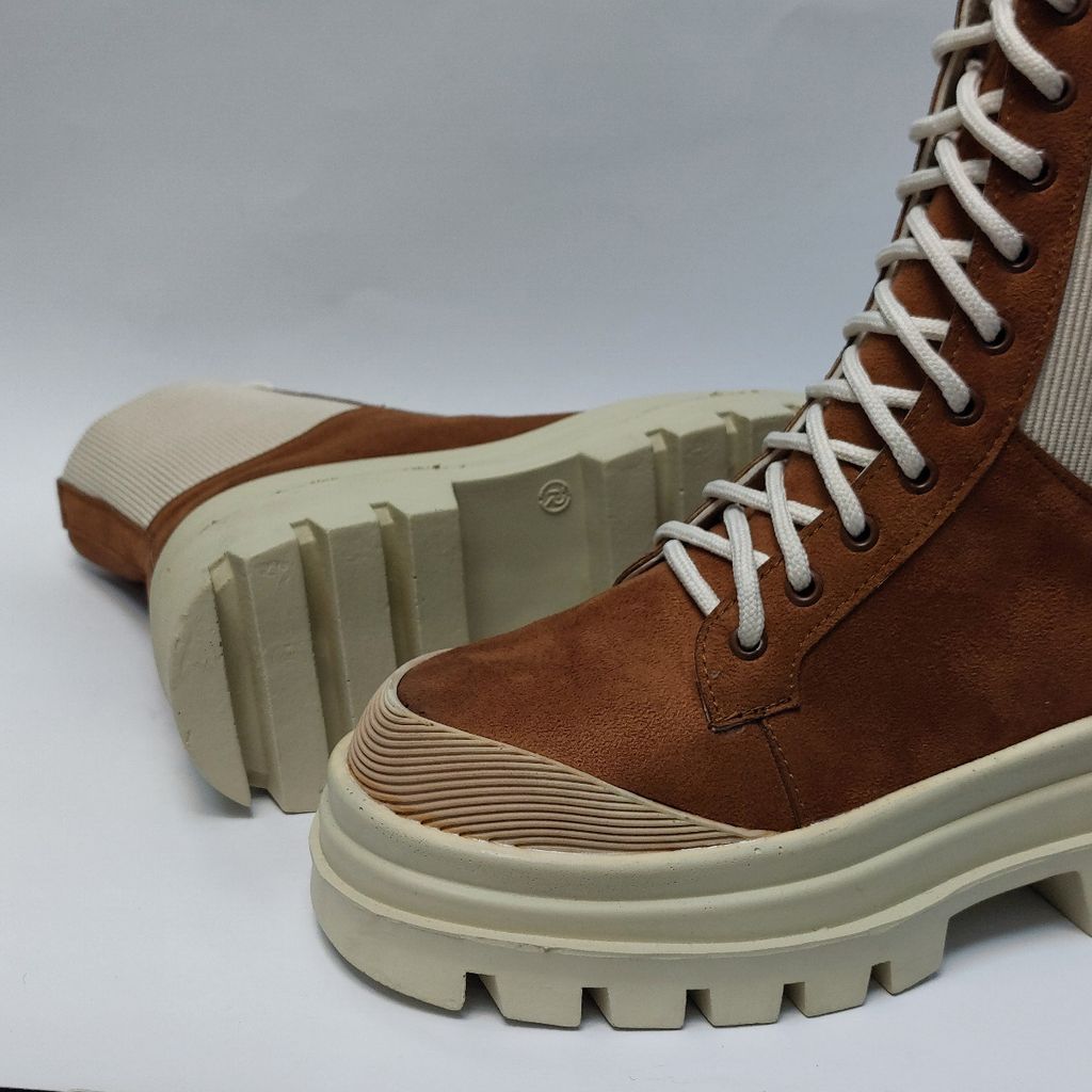 خرید انلاین بوت پرطرفدار بندی زیپ دار بغل کش عسلی با کیفیت