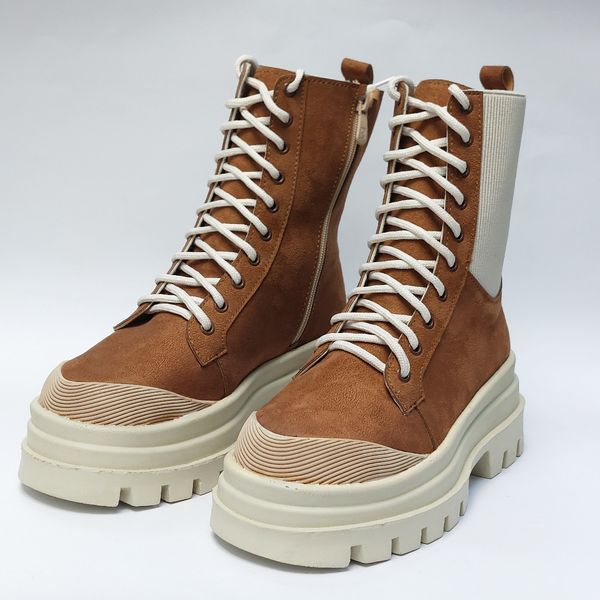 بوت پرطرفدار بندی زیپ دار بغل کش عسلی با کیفیت