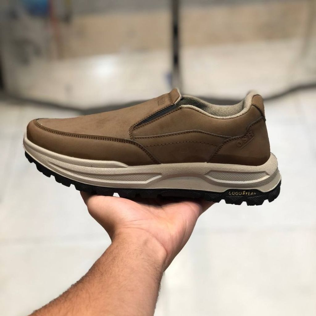 قیمت کفش بی بند مردانه چرم مدل صبا رنگ قهوه ای