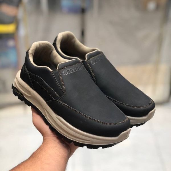 کفش بی بند مردانه چرم مدل صبا رنگ مشکی