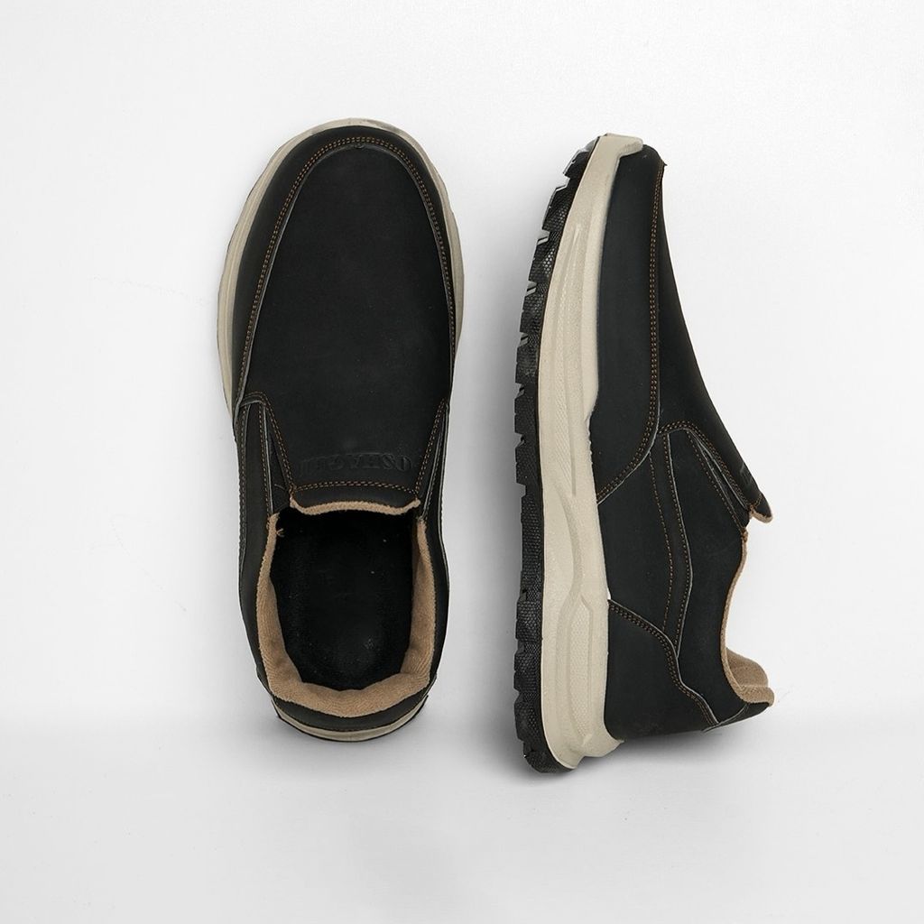 خرید انلاین کفش بی بند مردانه چرم مدل صبا رنگ مشکی