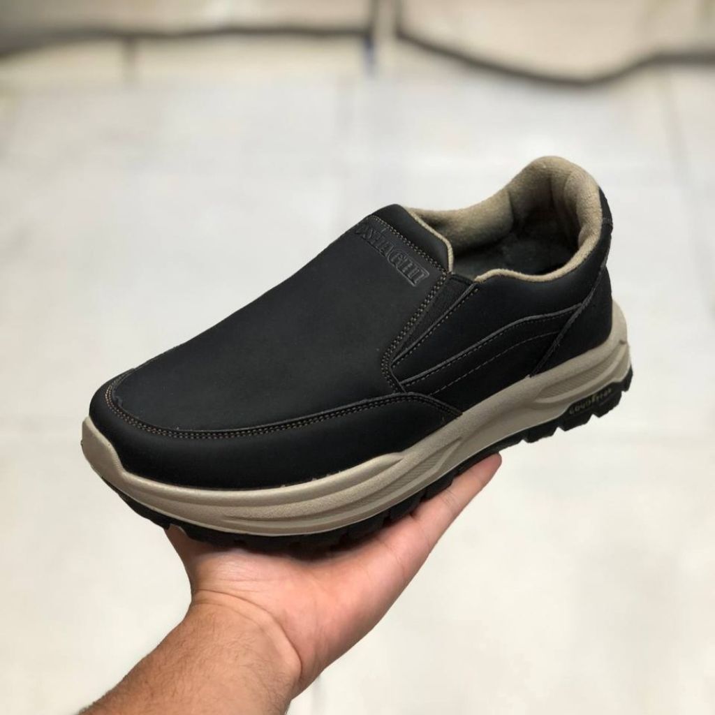 خرید اینترنتی کفش بی بند مردانه چرم مدل صبا رنگ مشکی