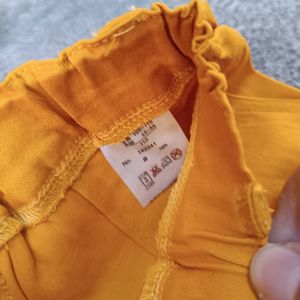 قیمت ارزان شلوار اسپرت کتان بچه گانه خردلی وارداتی