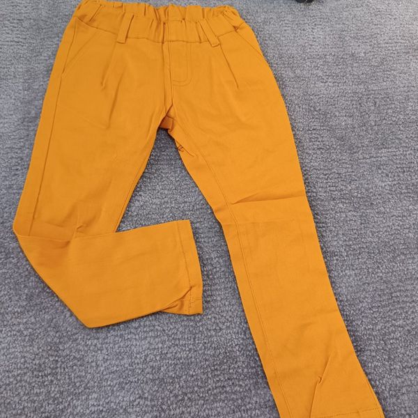 شلوار اسپرت کتان بچه گانه خردلی وارداتی