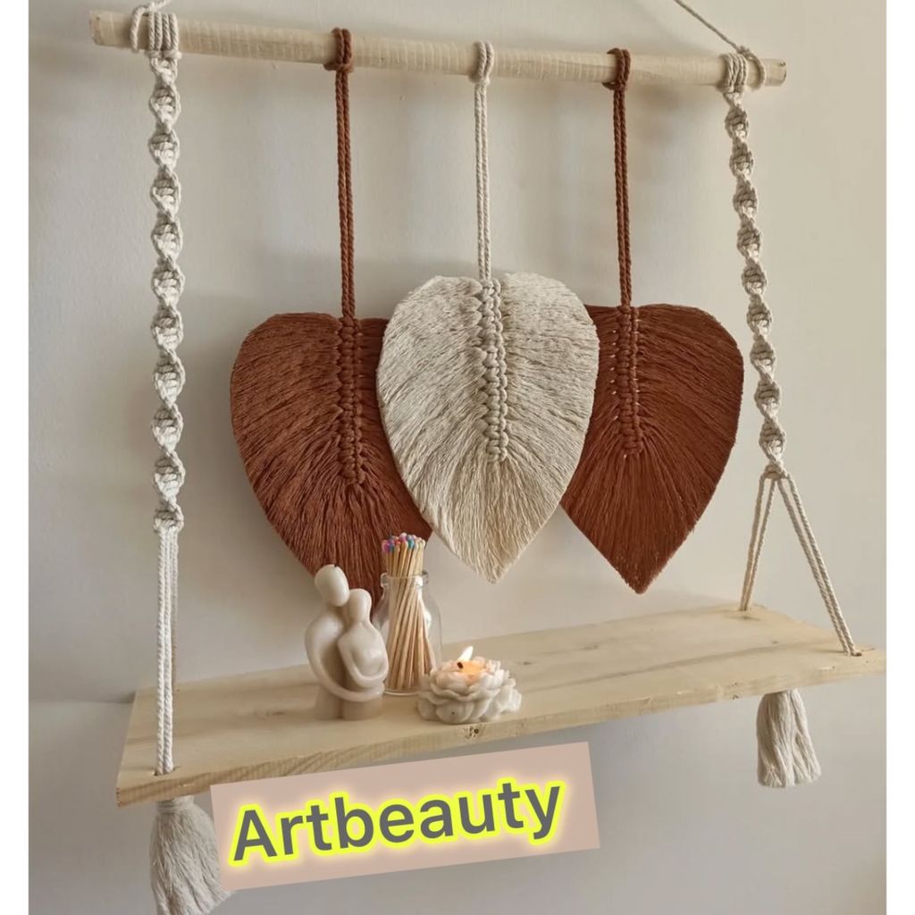 خرید آنلاین شلف چوبی مکرومه بافی دکوراتیو طرح شبنم