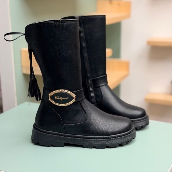 بوت بلند بچگانه چرمی نگینی کد 4080402