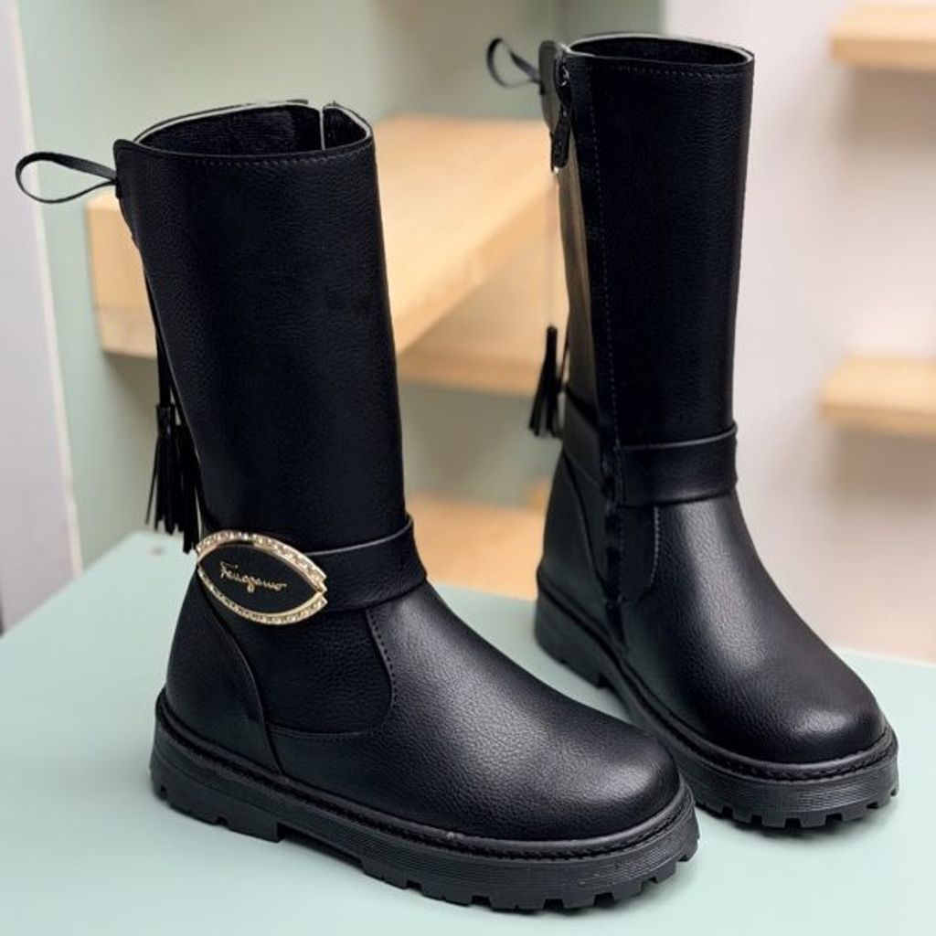 خرید اینترنتی قیمت بوت بلند بچگانه چرمی نگینی کد 4080402